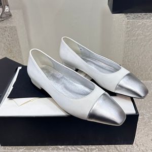 Dames kleding schoenen ballet schoen mary jane schoentoers loafers glijden op glijbanen dames vierkante tenen lage hakken casual schoenmeisjes buiten 24ss klassieke roze zilveren vrije tijd schoen