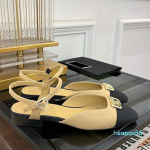 Dameskledingschoenen Klassieke sandalen met vierkante kop Lage hak Platte hak Slingbacks sandalen
