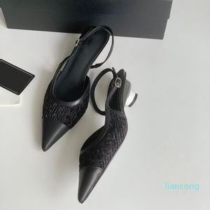 Dameskledingschoenen Designer Tweed Sandalen Enkle Buckle Slides Ladies Leisure Shoe