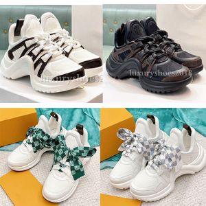 Chaussures habillées pour femmes Plate-forme Baskets décontractées Arc Designer Runway Lace Up Sneaker Blanc Entraîneur Chunky Baskets En Cuir Baskets Siez 35-41