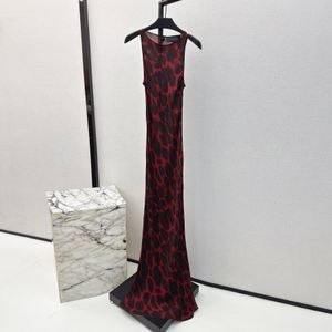 Damesjurk USA Modemerk Mouwloze lange jurk met rode stippen en print