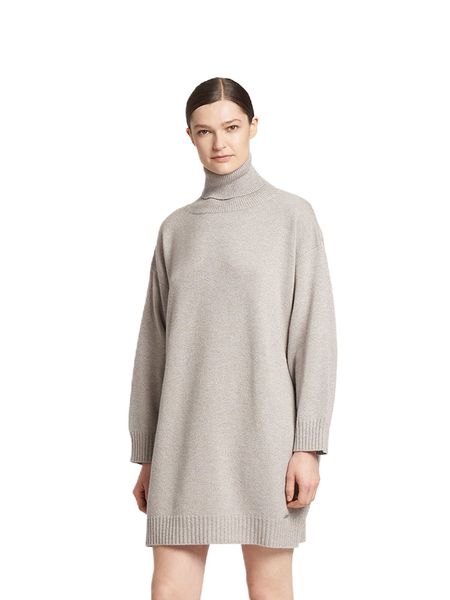 Vestido de mujer Kiton de invierno Cachemira Cuello alto Suelto Suéter largo Faldas de punto Beige Blanco