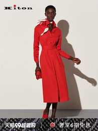 Vestidos para mujer Primavera y verano kiton Camisas de algodón rojas Vestido largo