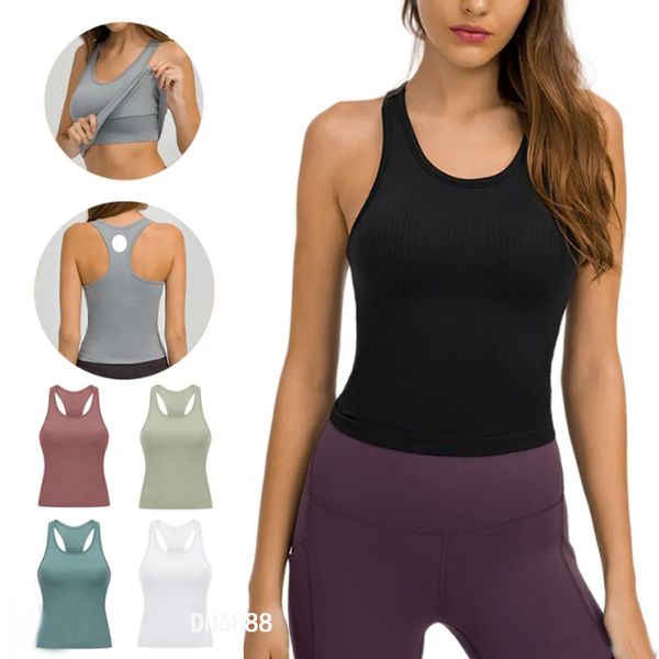 Soutien-gorge de yoga Ebb to Street pour femme - En forme de U - Sans anneau en acier - Coussinet de poitrine intégré - Soutien-gorge de sport pour femme - Sans manches - Fitness - Yoga - Débardeur tendance