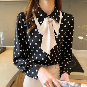 Dames elegante mode stipboog chiffon shirts kantoor dame all-match blouses losse chique casual blouse vrouwelijk 3XL 240306