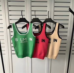 Womens embroidery letter tank tops fashion summer cropped tees women designer jumper pullovers in red green beige camis top for woman clothing