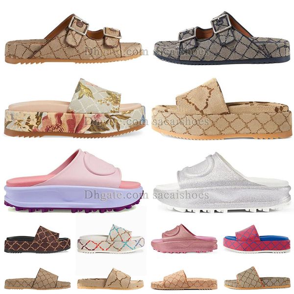 Femmes Célèbre Designer Sandales Summer House Pantoufles Slider Fond épais Plate-forme de luxe Noir Rose Blanc Bleu Alphabet Lady Cuir Diapositives plates Mens Coach Sandels