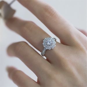 Mode féminine 925 bague en argent sterling 5A zircon cubique mariage bagues en diamant avec boîte pour les femmes fiançailles s'engager Proposer des bagues ami cadeau taille 5-10 en gros