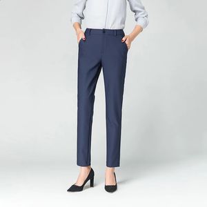Femmes mode décontracté bureau dame taille haute crayon pantalon dames coton noir bleu vêtements 240305