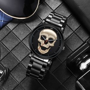 Skull décontracté pour femmes en acier à haute qualité en acier à haut grade avec une montre à quartz étanche S7