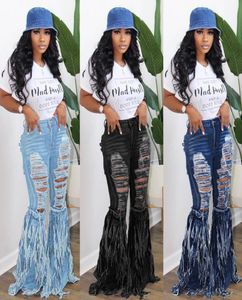 Dames mode omzoomd denim broek sexy wijd uitlopende jeans broek gat gescheurd volledige lengte leggings broek streetwear herfst plus size clo5053223