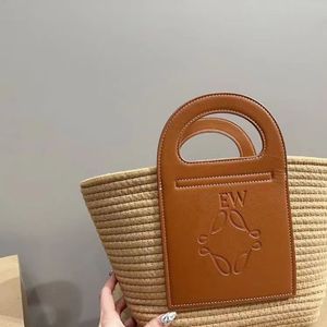 Dames mode gras handleiding geweven handtas bruine vlechtkoppeling ontwerper reizen hobo draagbare mand dames stroming handtassen gras touw shopper bakken