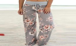 Fashion pour femmes de haute qualité décontractée confortable stretch floral imprimé swewstring palazzo wide jambe salon pantalon 2204512056