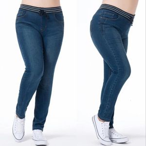Dames mode jeans elastische taille vrouw hoge klassieke broek denim broek trend vaqueros mujer jean femme 3xl 5xl 240403