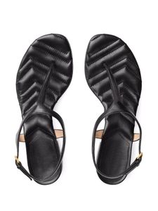 sandales à talon bloc en cuir pour femmes Marmont Flat Sandal sandales à talon design avec quincaillerie dorée