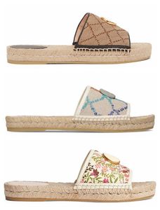 espadrilles à imprimé floral pour femmes pantoufles plates filles sandales à glissière en caoutchouc de plage en plein air maison causale grosses diapositives taille euro 35-41