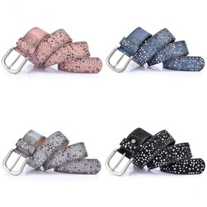 Dames mode klinkgordels punk rock stijl mannelijke riem voor lady pu lederen pailletten metal buckle wide star bead 240327