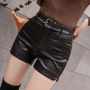 Dames Fashion Spring Herfst Slim Black Zipper Patchwork Shorts Solid All-match A-Line Trend Street Casual Clothing 240418