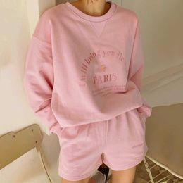 Femmes mode haut brodé lettre sweats lâche femmes col rond à manches longues pull décontracté automne hiver à capuche sport Streetwear