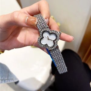 Damesmode polshorloge horloges van hoge kwaliteit Bloemen Kristal Stijl Luxe Stalen Metaal Quartz horloge montre de luxe geschenken