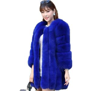 Dames faux bont lagen s-4xl plus size winter nieuwe mode nep vossen fox bont jas harig stiksel dikker warm