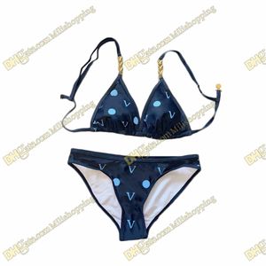 Ensemble de bikinis bleus imprimés de fleurs pour femmes Bur Sexy Maillots de bain en forme de sangle transparente Designers Maillots de bain pour femmes Vêtements de plage pour femmes