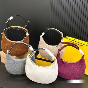 Dames pluizige draagtas Luxe kasjmier Crossbody schoudertassen Ontwerpen U-vormige handtas Dames wollen shellbags Mode suède onderarmbuidel