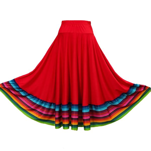 Jupe de danse folklorique pour femmes, Flamenco espagnol coloré, grande balançoire, jupes longues, Costume de spectacle folklorique mexicain 231005