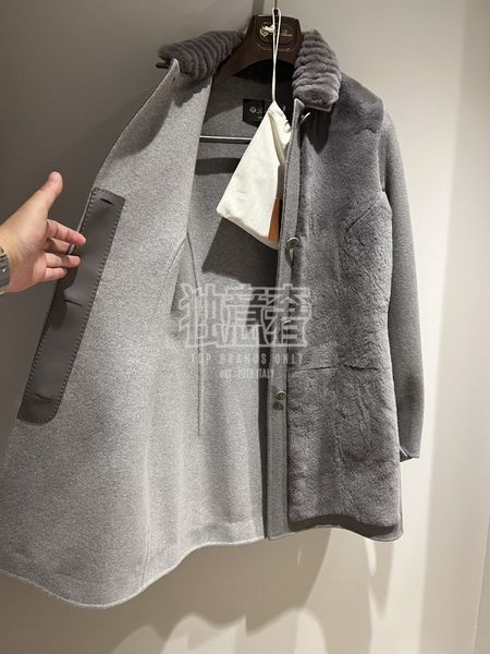 Chaqueta de piel de visón para mujer, abrigo gris con solapa de Cachemira loro, lana de visón, otoño e invierno, piana