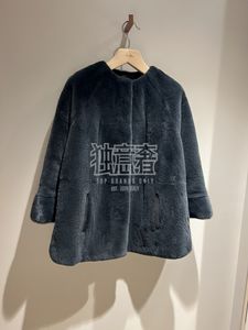 Manteau de veste en fourrure de vison gris foncé pour femme, automne et hiver, loro