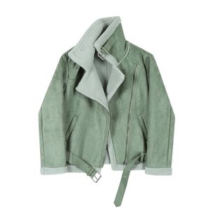 Manteau de fourrure pour femmes vestes en peluche d'agneau pardessus d'hiver Streetwear Baggy épais chaud femme vert hauts fermeture éclair coton rembourré manteau vêtements d'extérieur mélanges de laine