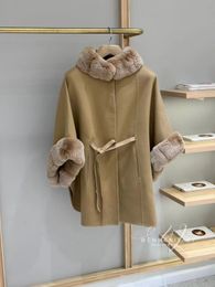 Manteaux de fourrure pour femmes automne et hiver loro piana manteaux de cachemire caramel taille unique