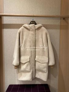 Manteaux de fourrure pour femmes automne et hiver loro piana long manteau de fourrure blanc