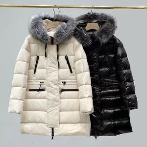 Womens Fur Collar Down Jackets Hooded Puffer Jacket Manteau en duvet de haute qualité survêtement design mi-long slim pardessus vêtements d'hiver NFC