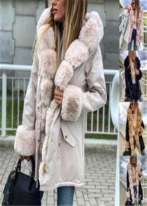 Dames bont kraag wollen blends jassen mode splitsen lange mouwen ritssluiting met ritsjes met kappen ontwerper winter