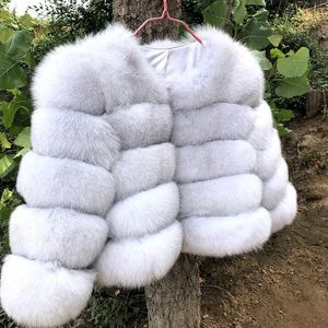 Womens Fur Faux 50CM echte vossenbontjas dames winter dikke jas korte groothandel echte mouw 231113