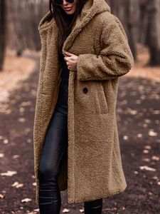 Femmes fausse fourrure automne hiver Long manteau femme en peluche chaud femmes Teddy veste vêtements d'extérieur pour femmes dames 230904