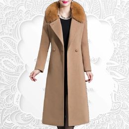 Femmes fausse fourrure automne hiver femmes mode manteau couvert chaud couleur Pure longue veste dames vêtements d'extérieur col mince vêtements de haute qualité 231113