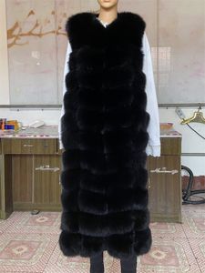 BEIZIRU – gilet en fausse fourrure pour femme, XLong 120cm, manteau naturel d'hiver chaud, veste étendue personnalisée, 230922