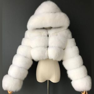 Femmes Fourrure Faux Biyaby Hiver Haute Qualité Manteau Femmes Épaissir Chaud Recadrée Fourrure À Capuche Veste Femme Mode Faux Vêtements D'extérieur 230828