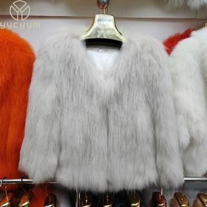 Femmes fourrure fausse marque de haute qualité naturel raton laveur tricoté manteau à manches longues hiver chaud véritable manteaux vestes 230904