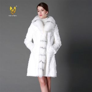 Manteaux de fausse fourrure pour femmes manteau de lapin réel avec col véritable manteau d'hiver Long femmes histoire FS15130 220929
