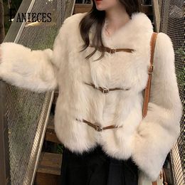 Piel para mujer Faux FANIECES Abrigo casual de invierno Mujeres de manga larga O Cuello Cálido Chaqueta de plumas de ráfaga Moda Lady Party Outfit 231018