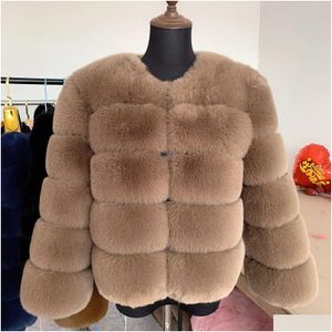 Dames fur faux modejas super herfst winter vrouwen korte pluizig jas hoog kwaliteit 7xl dames harige jassen 231101 drop levering ap dh4ew