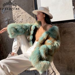 Femmes fourrure fausse mode réel Raccon manteau avec OCollar hiver chaud veste femmes manteaux naturels vêtements d'extérieur Style de rue 220927