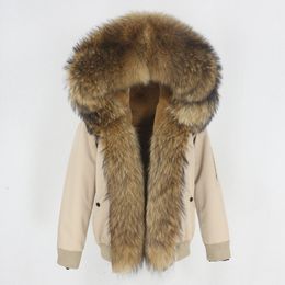 Femmes fourrure fausse fourrure Bomber imperméable Parka veste d'hiver femmes naturel réel fourrure de raton laveur capuche manteau détachable épais chaud vêtements d'extérieur 230906