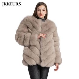 Womens Bont Nepbont JKKFURs Mode Dikke Bovenkleding Echte Natuurlijke Bontjassen Winter Pluizige Warme Jassen S7562A 220829