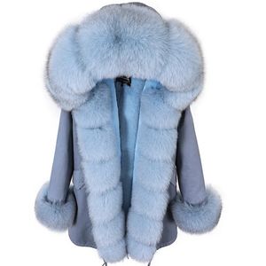 Fourrure femme Fausse fourrure MAOMAOKONG hiver femmes manteau naturel fourrure de renard col manchette noir vestes vêtements d'extérieur épais luxe vraie fourrure Parka Womens Fur Coat 231102