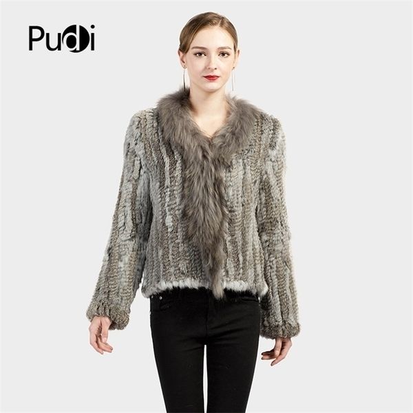 Femmes Fourrure Fausse Fourrure Pudi CT7008 Véritable Tricoté Femmes Lapin Raton Laveur Manteau De Fourrure Veste Trench Outwear Parka Russie Hiver Chaud Manteaux 220929