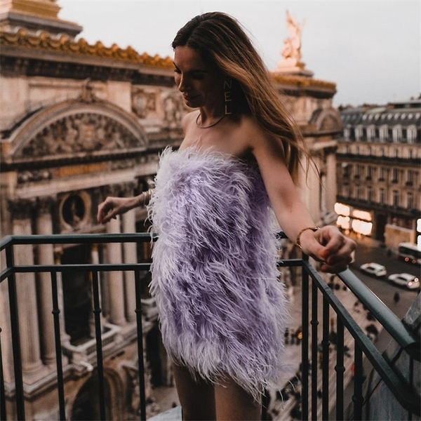 Femmes Fourrure Fausse Fourrure Printemps Hiver Mode Longue Autruche Robe Femmes Mariage Naturel Dinde Plume Gilet Cheveux Longs Dame Fluffy Wrap S4082 220927